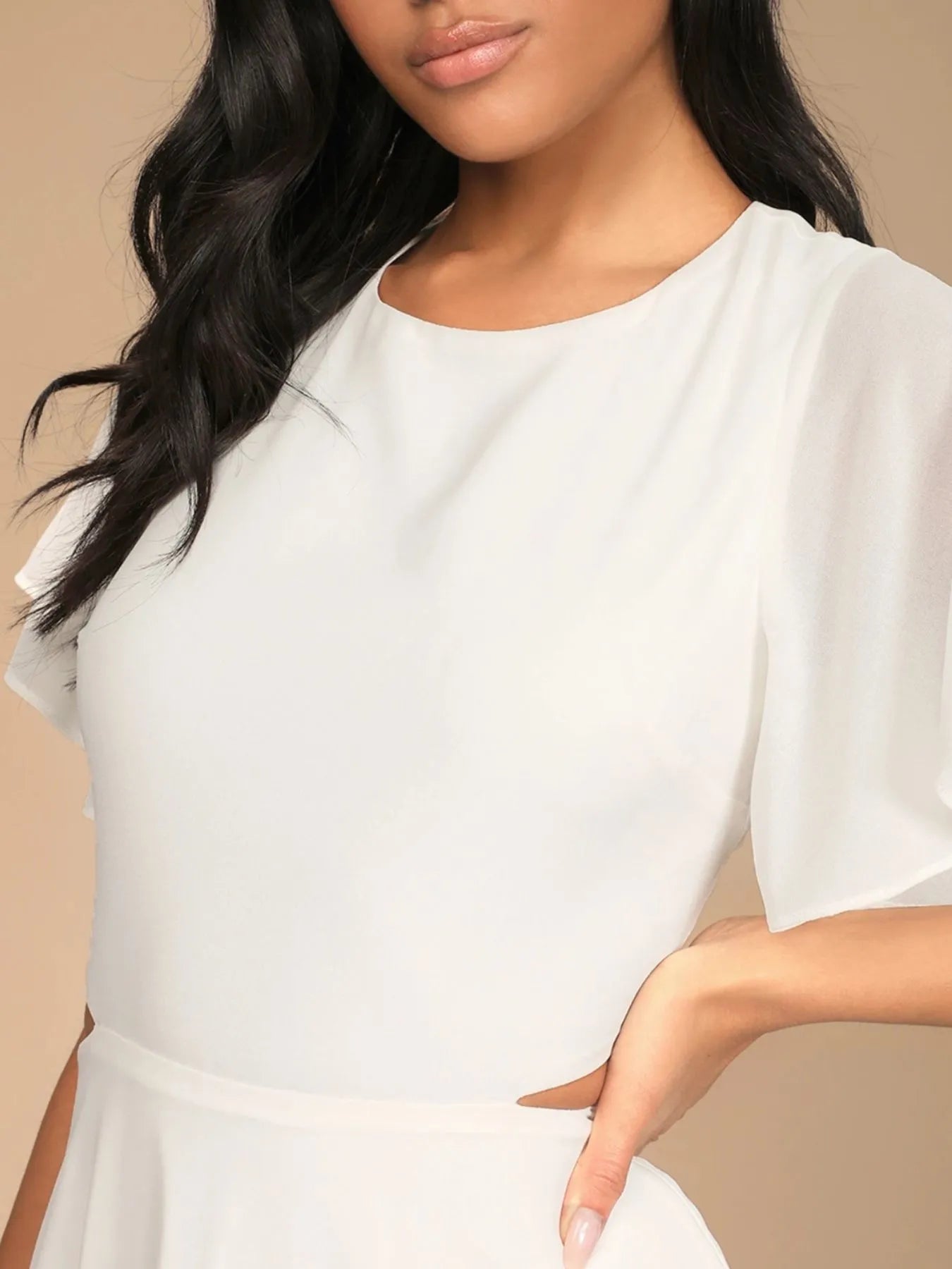 Cut-Out Flutter Sleeve Mini Dress OutfitFlow
