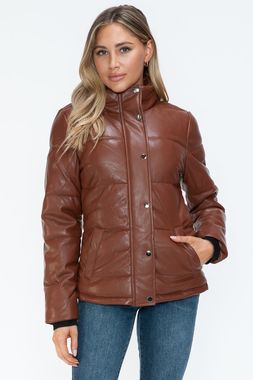 Outfit Flow - YMI Pocketed Zip Up Turtleneck Puffer Jacket