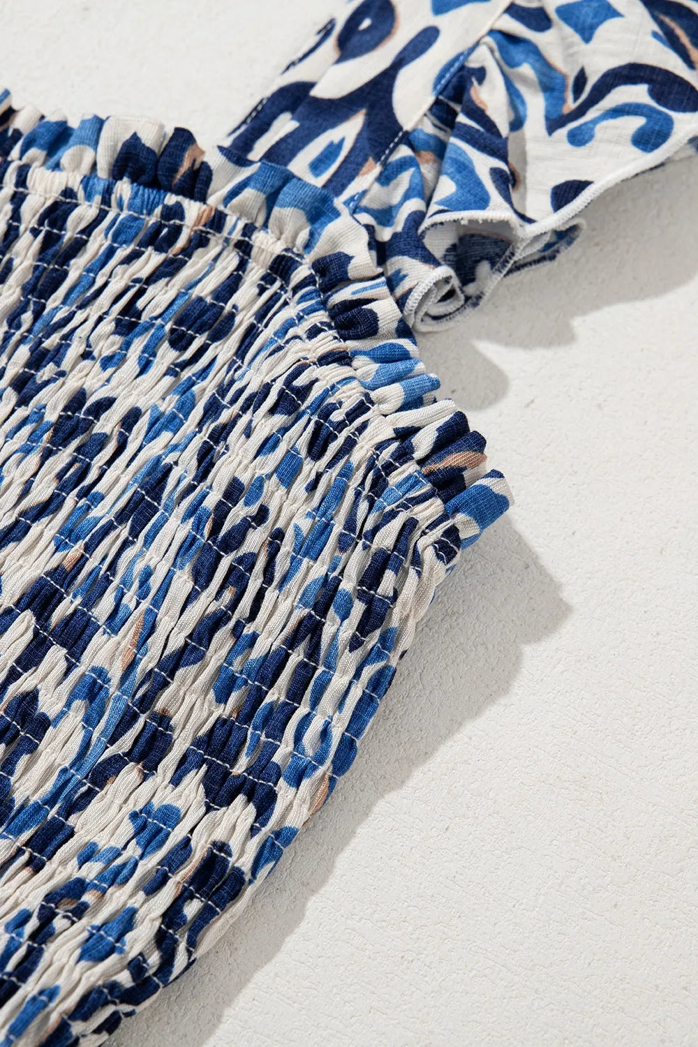 Smocked Printed Square Neck Dress OutfitFlow