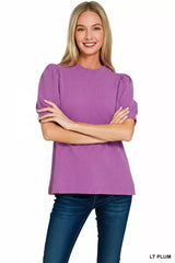 Zenana Raised Rib Puff Sleeve Top OutfitFlow