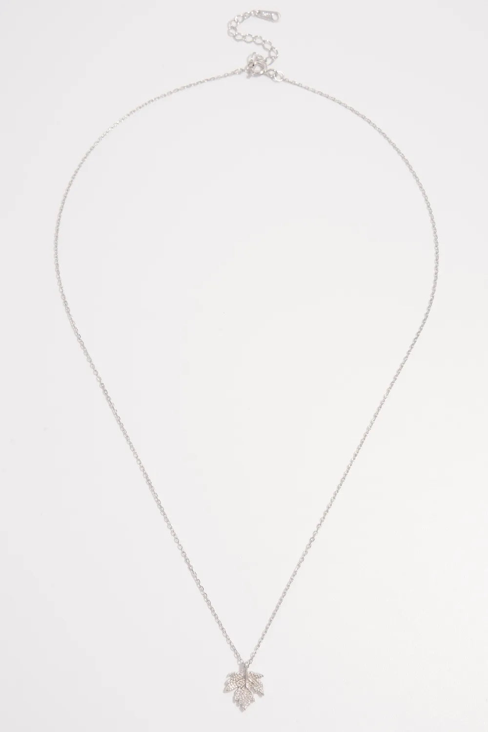 925 Sterling Silver Zircon Maple Leaf Necklace OutfitFlow