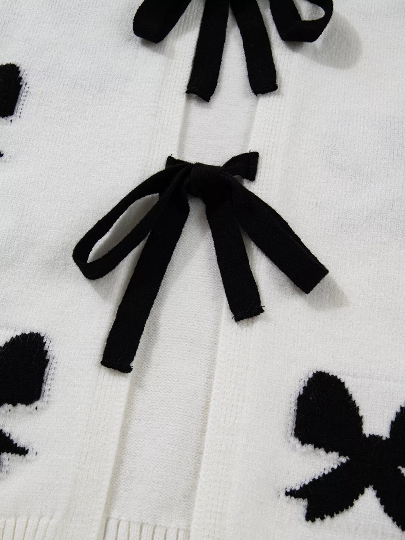 Tie Front Bow Pattern Cardigan OutfitFlow