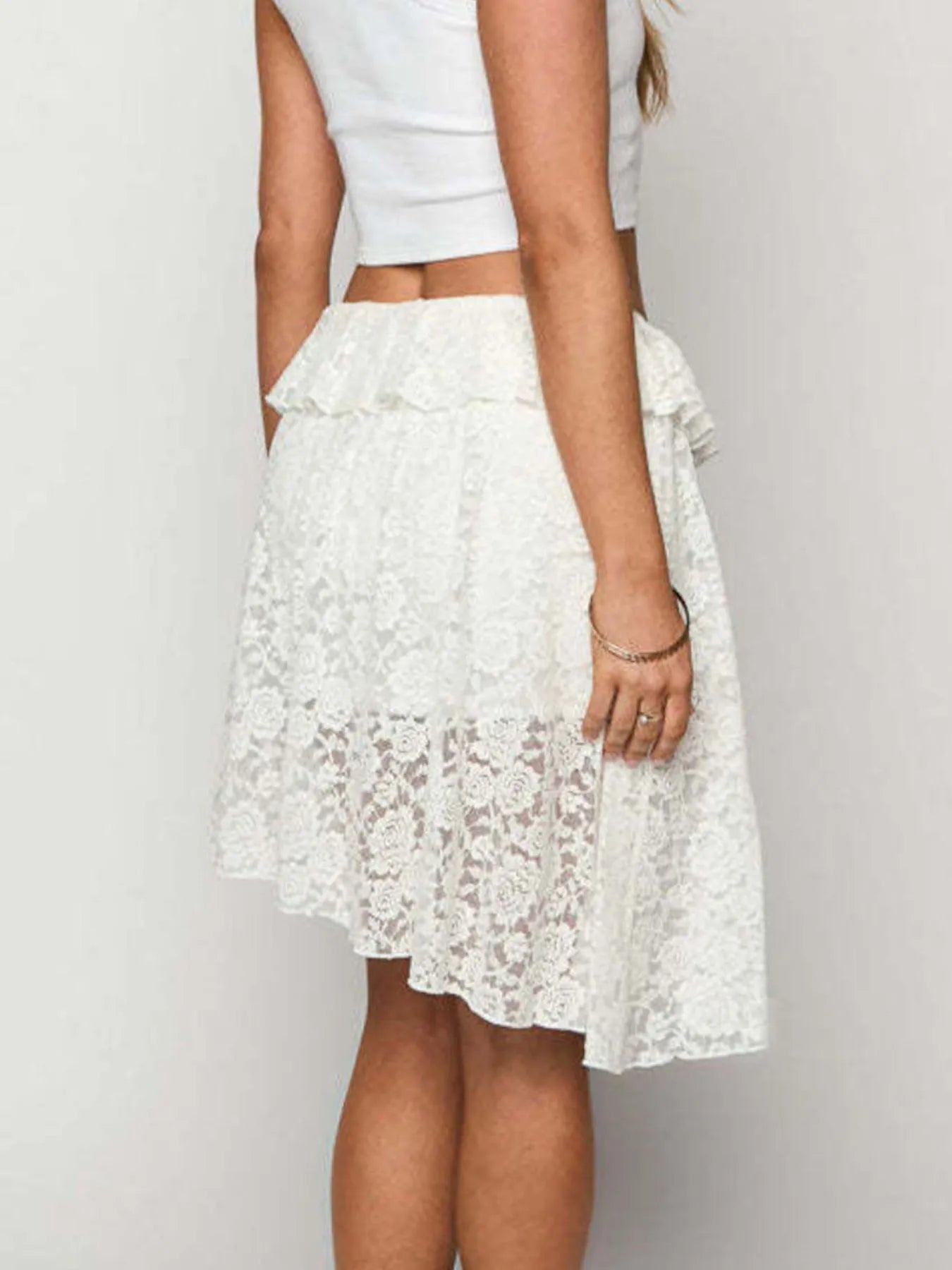 Lace Asymmetrical Mini Skirt OutfitFlow