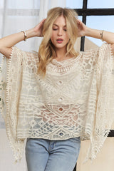 ADORA Boat Neck Crochet Lace Cover Up OutfitFlow
