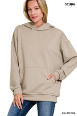 Zenana Oversized Scuba Hoodie with Kangaroo Pocket OutfitFlow