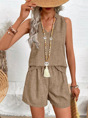 Notched Tank and Shorts Set OutfitFlow