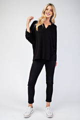 Outfit Flow - Celeste Full Size Notched Three-Quarter Sleeve Blouse