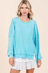 Mittoshop Mineral Wash Waffle Long Sleeve Sweatshirt OutfitFlow