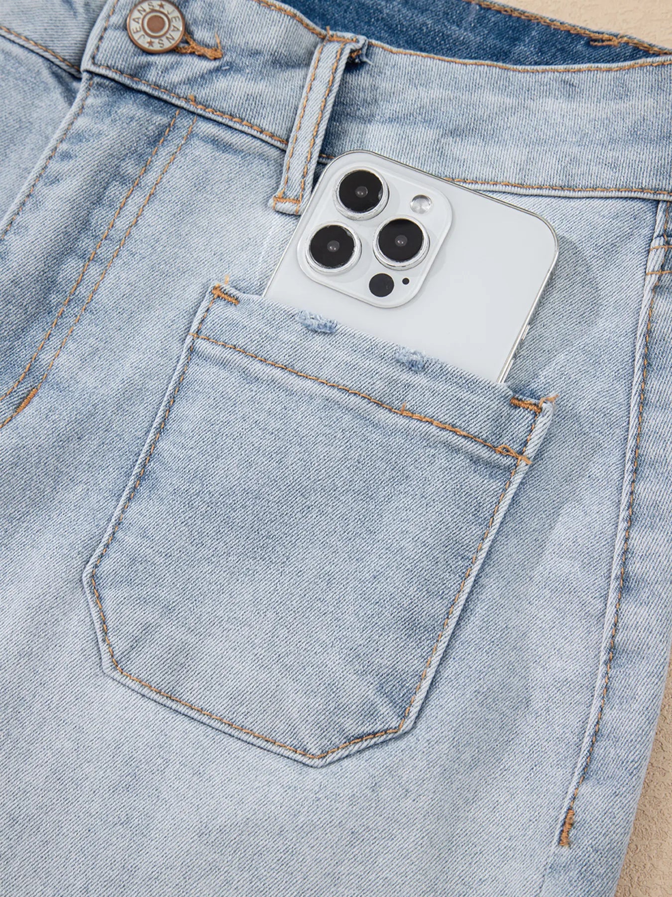 Wash High Rise Denim Shorts OutfitFlow