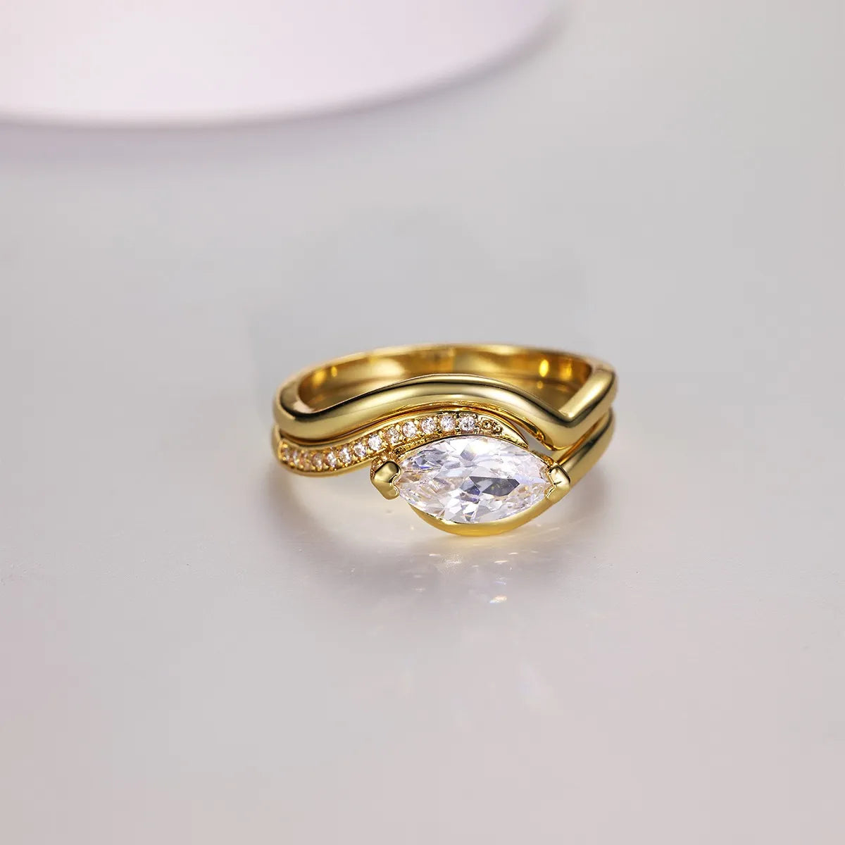 1 Carat Moissanite 925 Sterling Silver 2pcs Ring Set Gold OutfitFlow
