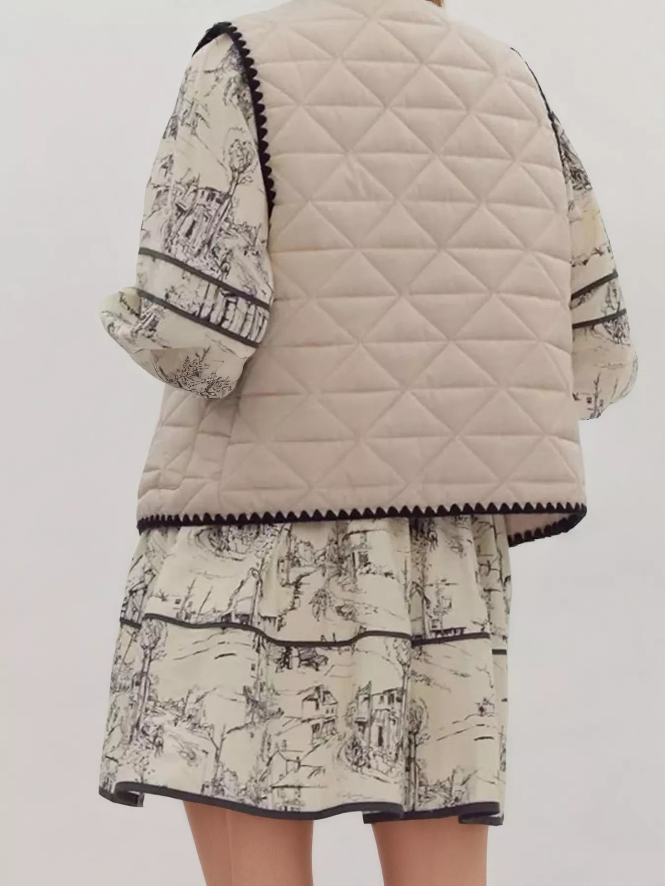 Textured Snap Down Vest Coat OutfitFlow