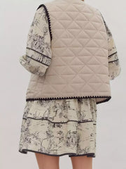 Textured Snap Down Vest Coat OutfitFlow