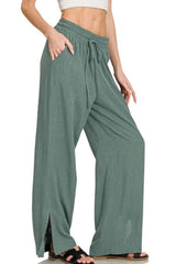 Zenana Linen Drawstring Pants OutfitFlow