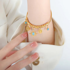 Gold-Plated Titanium Steel Charm Bracelet OutfitFlow
