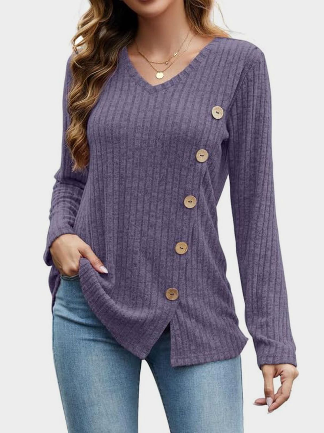 Outfit Flow - V-Neck Long Sleeve T-Shirt