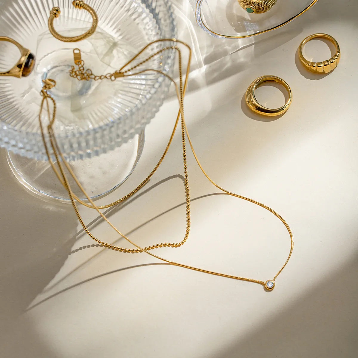 18K Gold-Plated Layered Necklace OutfitFlow