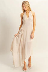 HYFVE Chiffon Halter Asymmetrical Hem Dress OutfitFlow