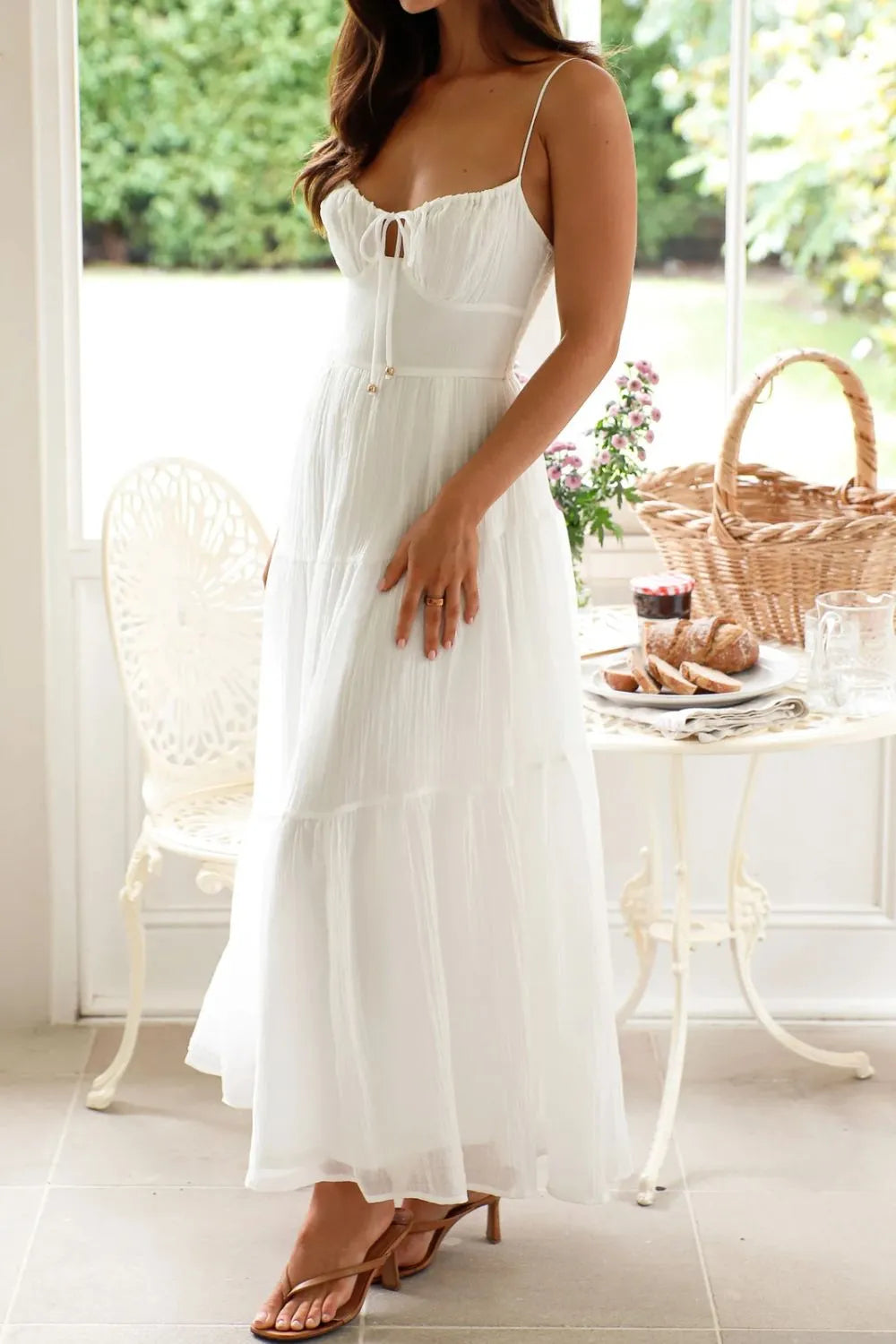 Ruched Smocked Back Cami Dress OutfitFlow