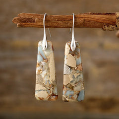 Copper Natural Stone Earrings Yellow Silver One Size OutfitFlow