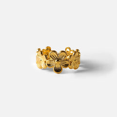 18K Gold-Plated Flower Cluster Ring OutfitFlow