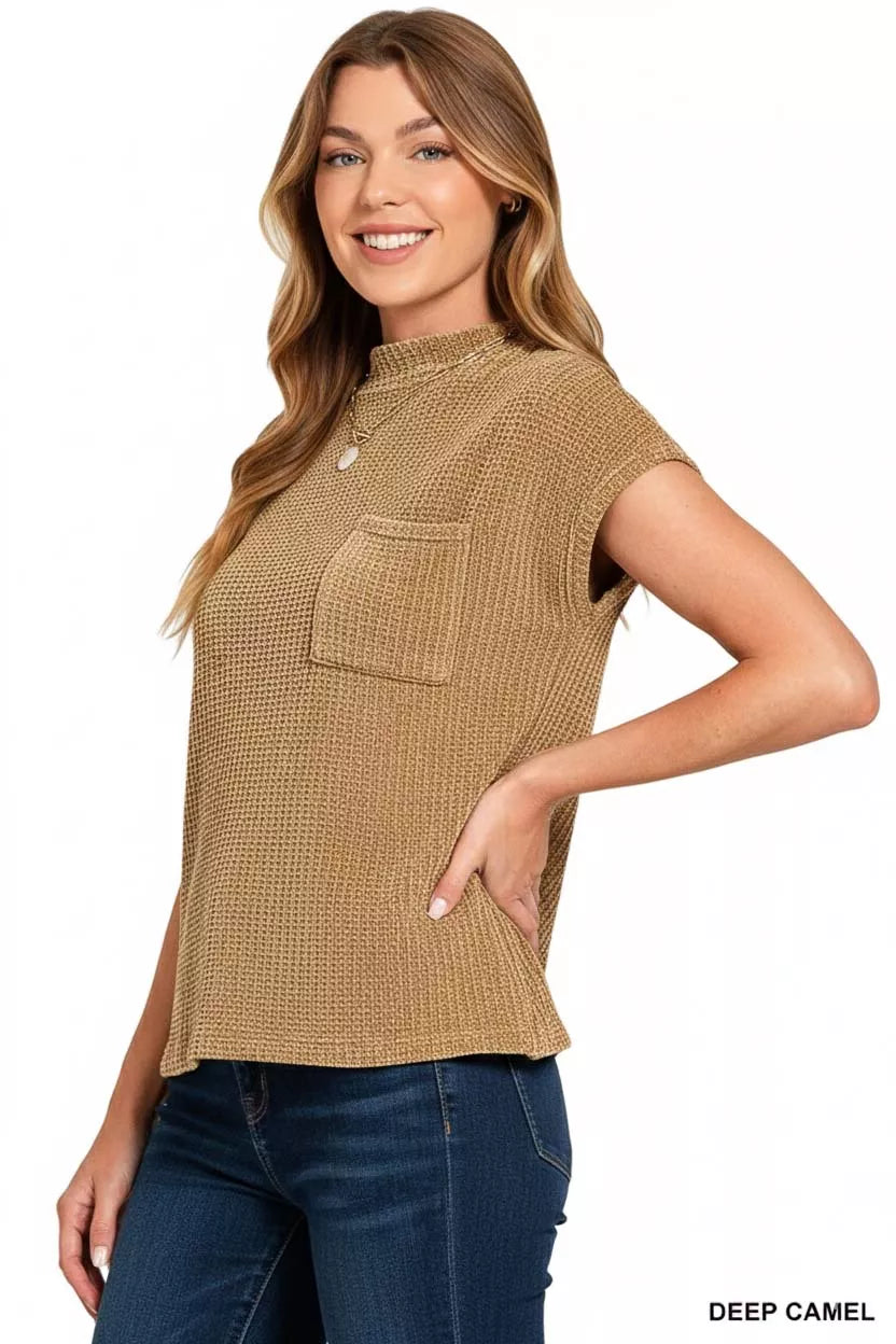 Zenana Chenille Waffle Short Sleeve Sweater OutfitFlow