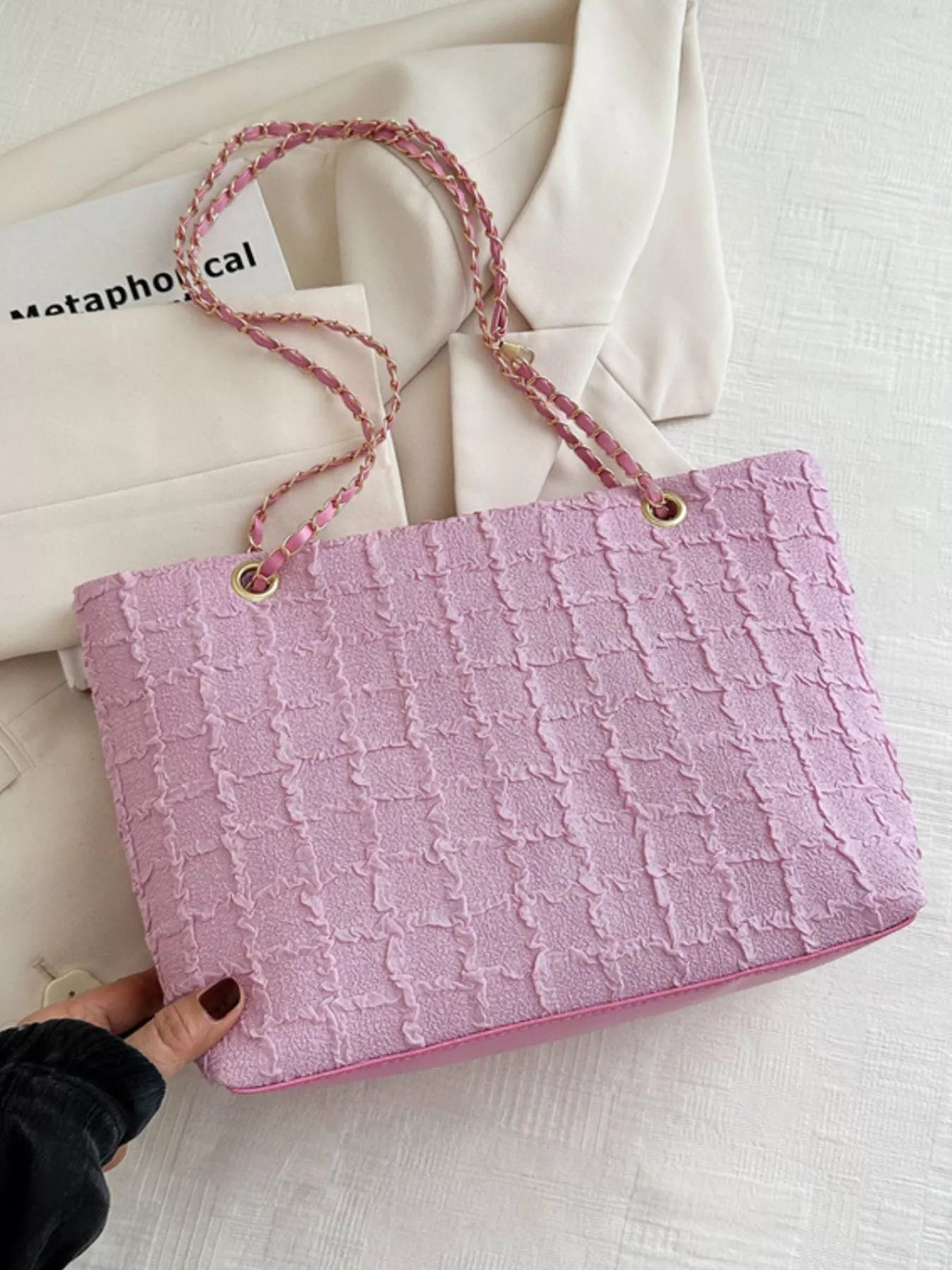 Tweed Chain Shoulder Bag OutfitFlow