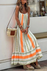 Striped Ruffled Maxi Cami Dress OutfitFlow