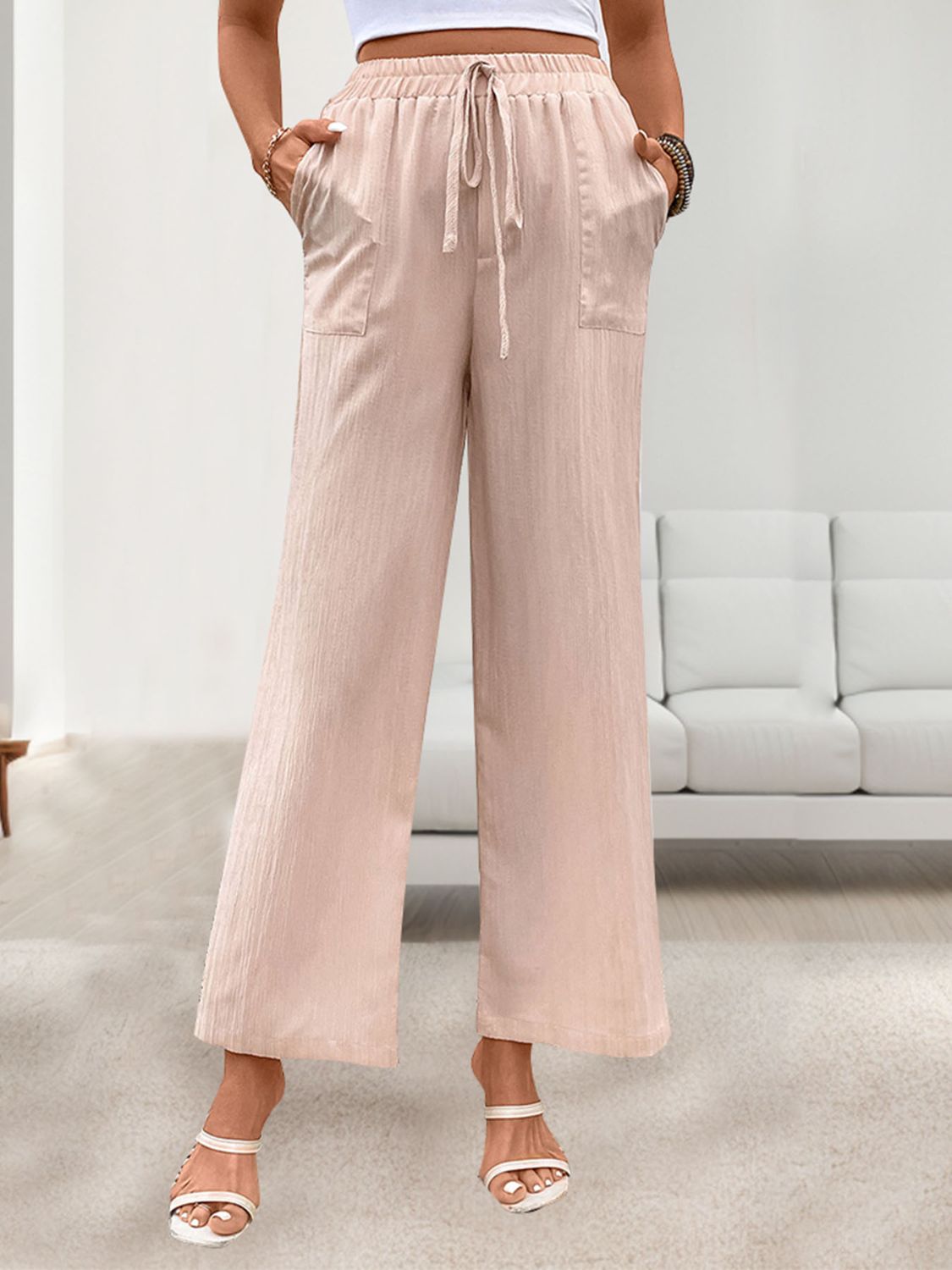 Outfit Flow - Perfee Tied Wide Leg Pants with Pockets