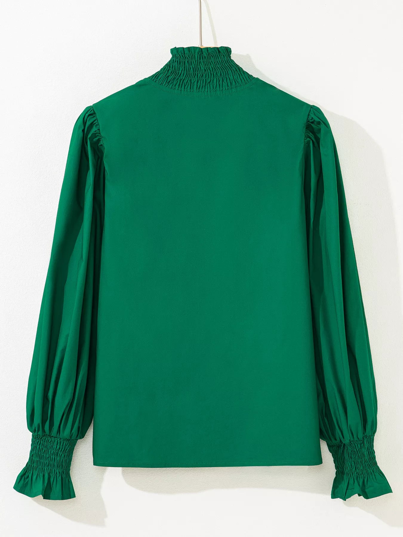 Puffy Flounce Sleeve Leopard Trim V Neck Blouse OutfitFlow