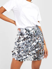 Sequin Mini Skirt Silver OutfitFlow