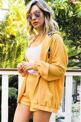 And The Why Hidden Leopard Knit Hoodie Top and Shorts Set OutfitFlow
