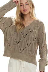 ADORA Loose Fit V Neck Knit Top OutfitFlow