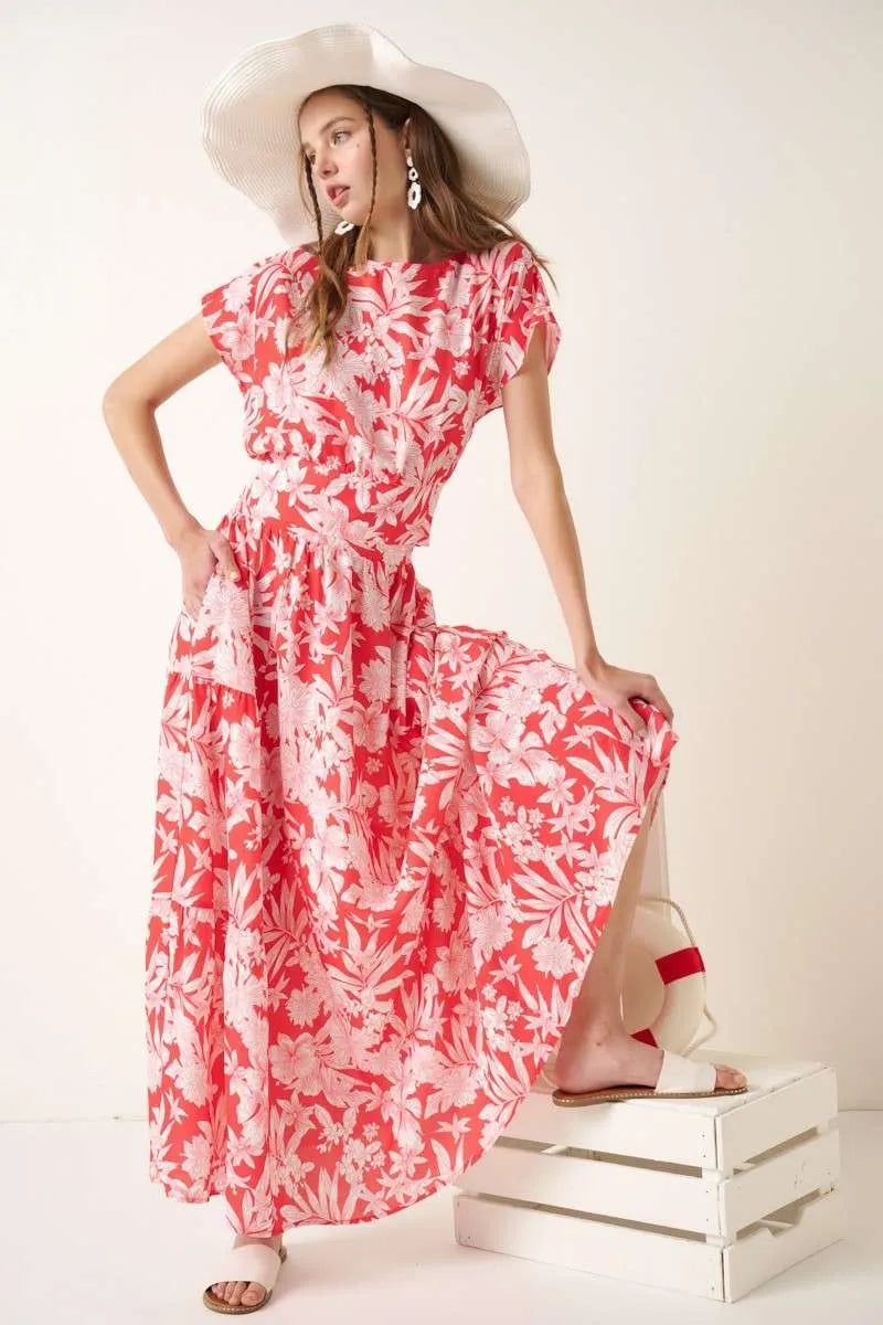 Mittoshop Tropical Print Top and Skirt Set OutfitFlow
