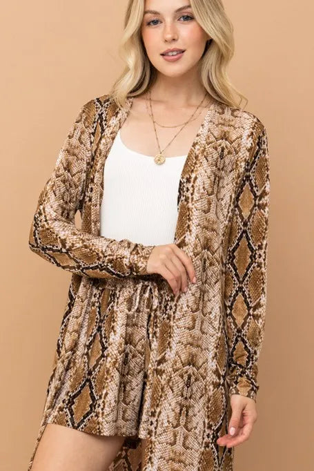 And The Why Animal Print Kimono and Shorts Set OutfitFlow