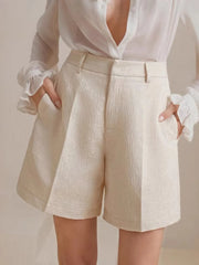 High-Waist Textured Shorts OutfitFlow