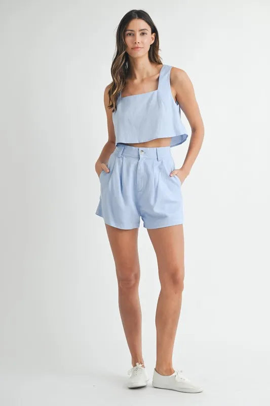 MABLE Sleeveless Crop Top and Shorts Set OutfitFlow