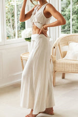 Drawstring V-Neck Tank and Pants Set OutfitFlow