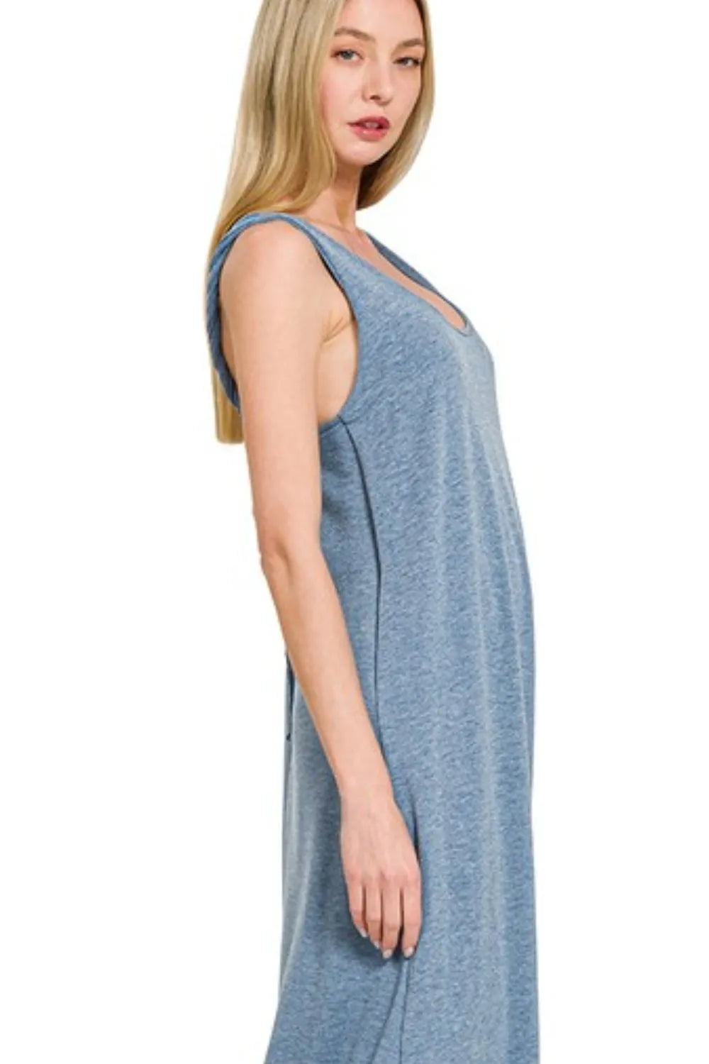 Zenana French Terry Twisted Strap Midi Dress OutfitFlow