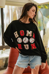 BiBi Baseballs Homerun Patches French Terry Sweatshirt OutfitFlow