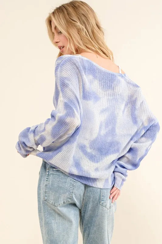 And The Why Blue Tie Dye Twisted Sweater OutfitFlow