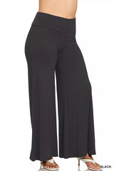 Zenana Full Size Fold Over Waist Comfy Wide Leg Pants Plus Size OutfitFlow