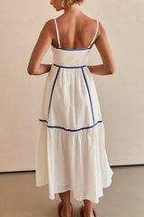 Contrast Trim Square Neck Midi Cami Dress OutfitFlow