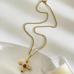 18K Gold-Plated Cross Pendant Necklace OutfitFlow