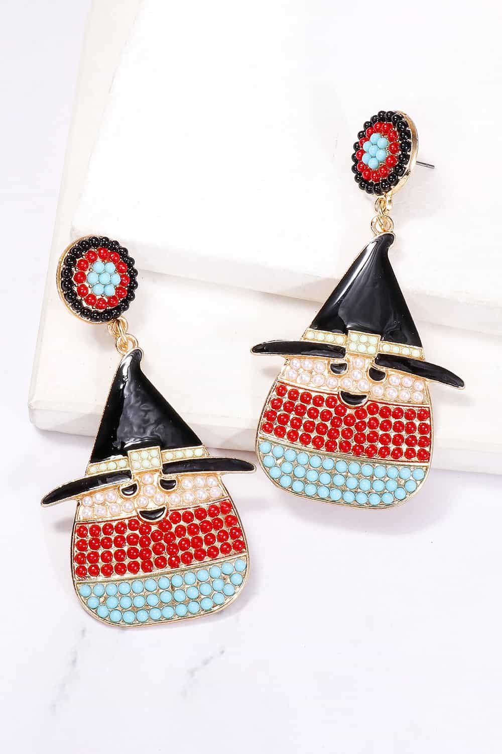 Witch's Hat Shape Synthetic Pearl Dangle Earrings OutfitFlow