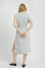 Umgee Side Slit Short Sleeve Midi Tee Dress OutfitFlow