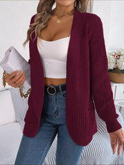 Chunky Knit Open Front Cardigan with Pockets OutfitFlow