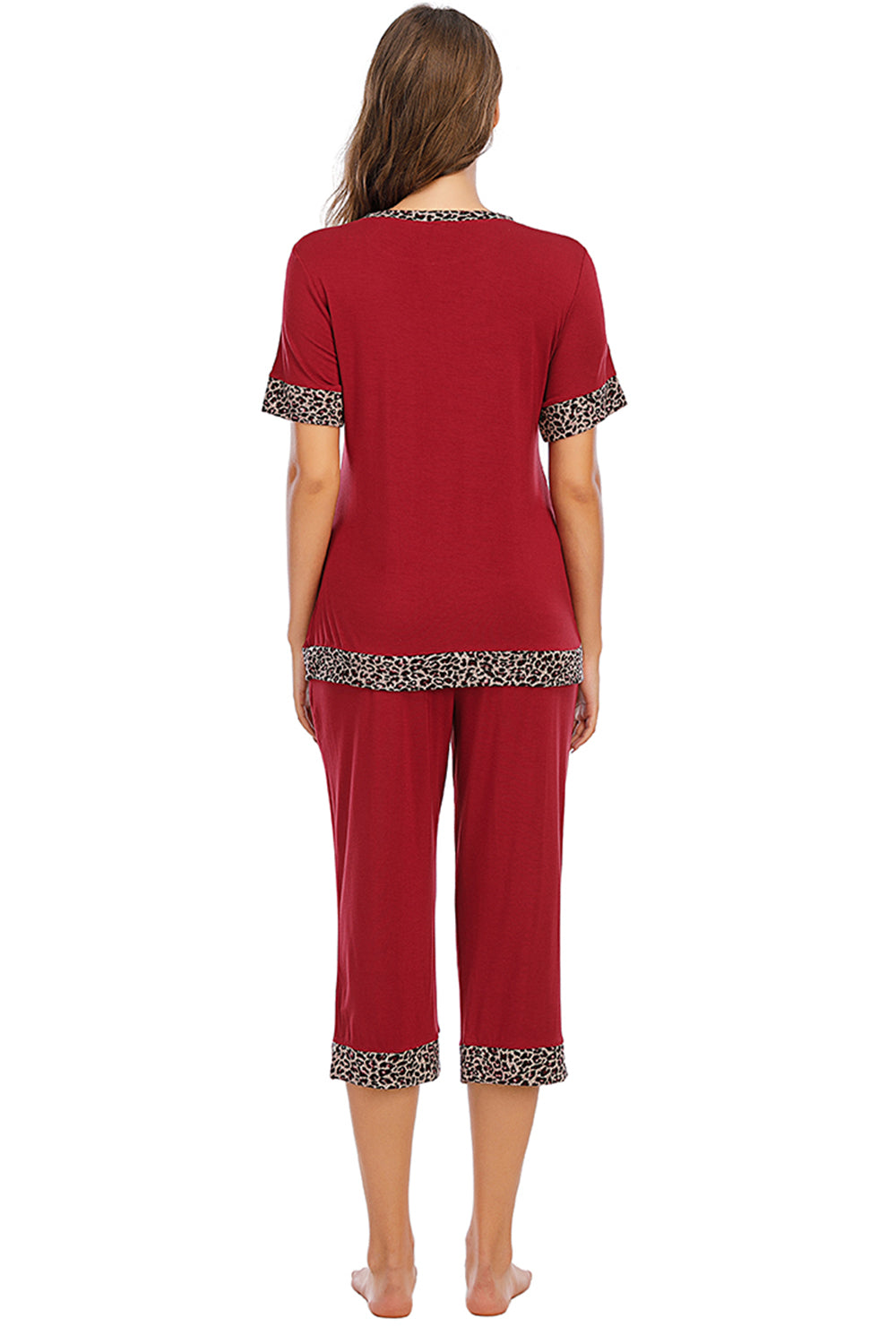 Outfit Flow - Round Neck Short Sleeve Top and Capris Pants Lounge Set