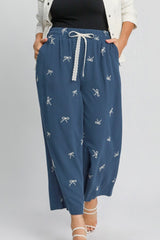 Umgee Full Size Lace Drawstring Embroidered Bow Wide Leg Pants Plus Size OutfitFlow