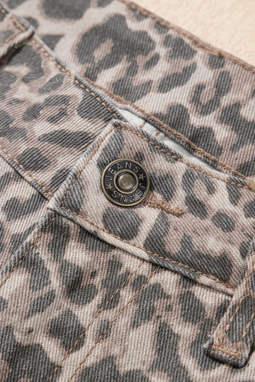 Leopard Frayed Edge Wide Leg High Waist Jeans OutfitFlow