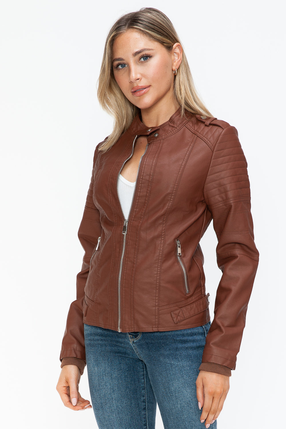 Outfit Flow - Snobbish PU Leather Biker Jacket with Side Zip Pockets